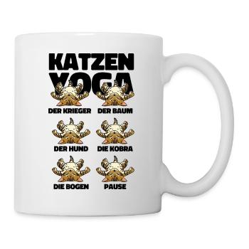 Cat Yoga Katze Katzenliebhaber Meditation Spaß Fun - Tasse - Weiß - Rechts