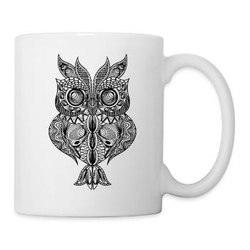 Eule-Design im Mandala-Stil - Tasse - Weiß - Rechts