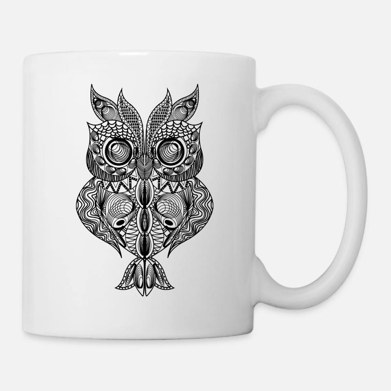Eule-Design im Mandala-Stil - Tasse - Weiß