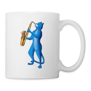SAX CAT – CAT PLAYING SAXOPHONE - Mug - white - Right