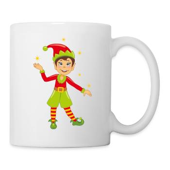 Glücklicher lächelnder Elf fängt die Sterne ein - Tasse - Weiß - Rechts