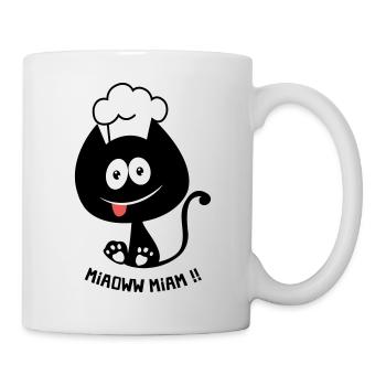 Chat gourmand ! Humour de chat toque cuisinier - Mug blanc - blanc - Droite