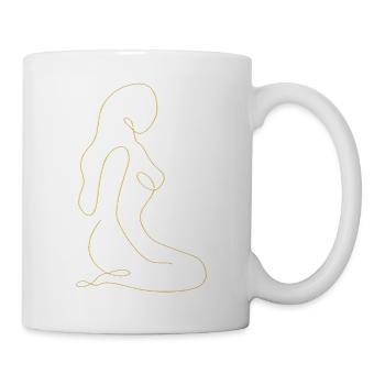 Dessin au trait silhouette féminine Visages féminins visage - Mug blanc - blanc - Droite