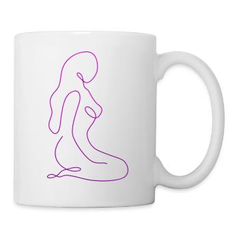 Dessin au trait silhouette féminine Visages féminins visage - Mug blanc - blanc - Droite