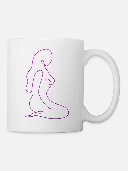 Dessin au trait silhouette féminine Visages féminins visage - Mug blanc - blanc