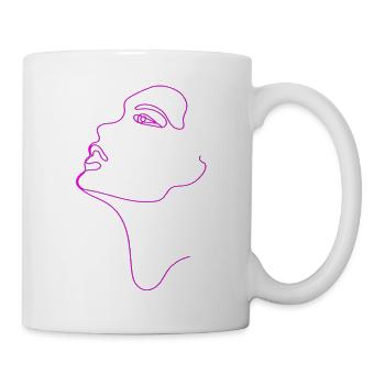 Dessin au trait silhouette féminine Visages féminins visage - Mug blanc - blanc - Droite