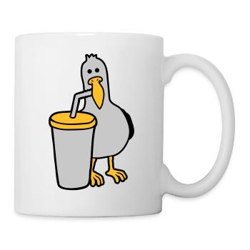 Seagull drinks cola drink - Mug - white - Right