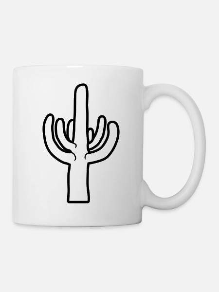 Silhouette Wüsten Kaktus Pflanze - Tasse - Weiß