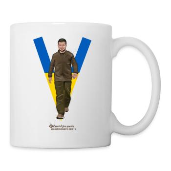 Zelensky T-Shirt Design V Victory - Mug - white - Right