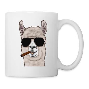 Llama Alpaga avec Cigare Drôle Pas de Drame Llama - Mug blanc - blanc - Droite