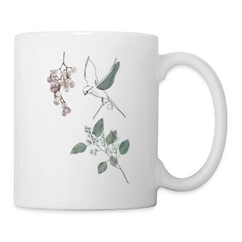 Croquis d’oiseau et de fleurs - Mug blanc - blanc - Droite