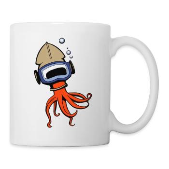 Red little octopus octopus with helmet gift idea - Mug - white - Right