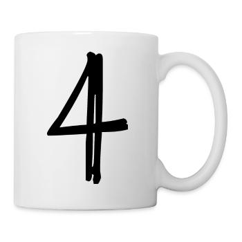 4 JAHRE. 4-jähriges Jubiläum. GEBURTSTAG 4 JAHRE. 4 - Tasse - Weiß - Rechts