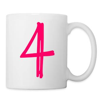 4 JAHRE. 4-jähriges Jubiläum. GEBURTSTAG 4 JAHRE. 4 - Tasse - Weiß - Rechts