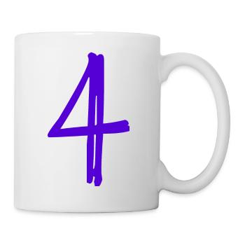 4 JAHRE. 4-jähriges Jubiläum. GEBURTSTAG 4 JAHRE. GEBURTSTAG - Tasse - Weiß - Rechts
