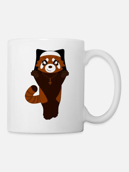 Red panda disguised as a nun for Halloween - Mug - white