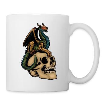 Dragon effrayant et tête de crâne effrayante Costume d’Halloween - Mug blanc - blanc - Droite