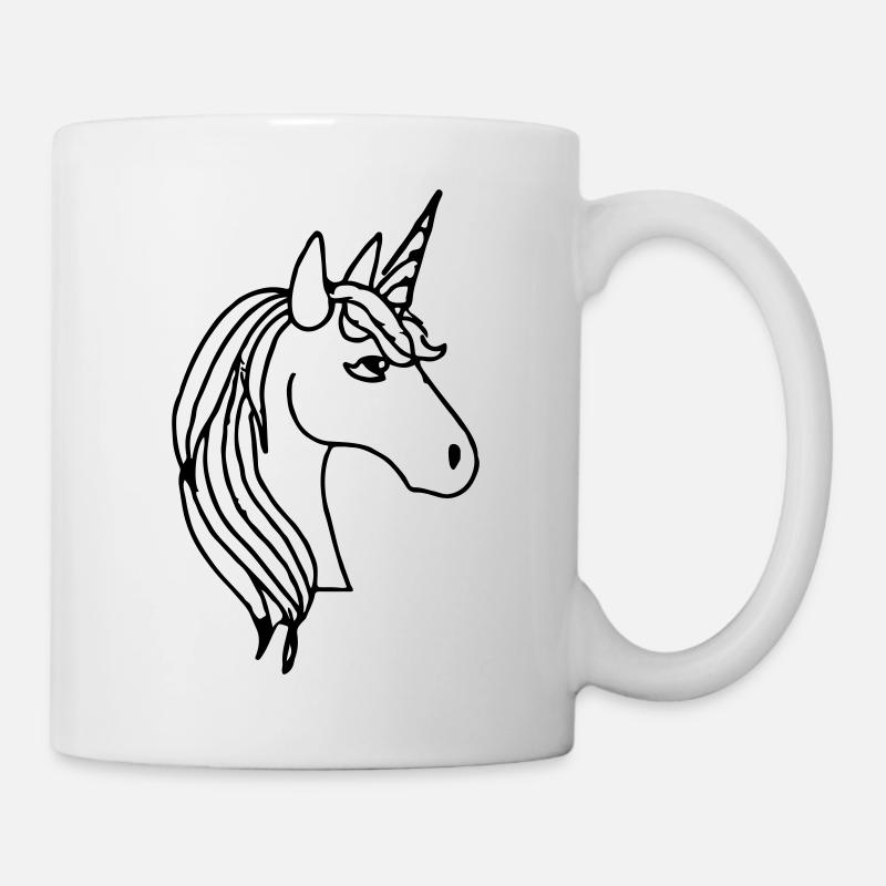 Einhorn Illustration Line Art Geschenkidee - Tasse - Weiß