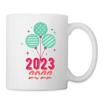 2022 bye welcome 2023 new year colorful balloon - Mug - white - Right