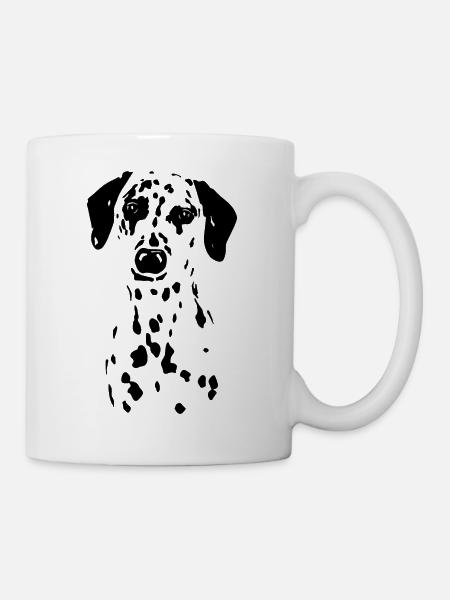 Dalmatiner Hund Welpe gepunktet schwarz weiß - Tasse - Weiß