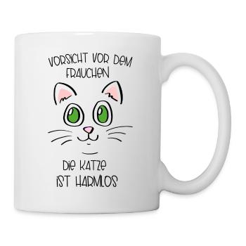 VORSICHT VOR DEM FRAUCHEN - lustiger Frauen Spruch - Tasse - Weiß - Rechts