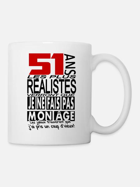 51 ans / anniversaire 51 ans / cadeau 51 ans - Mug blanc - blanc