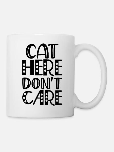 cat here don't care - Mug blanc - blanc