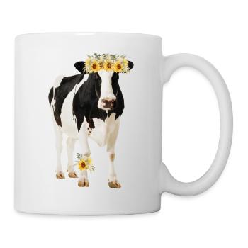Holstein Kuh mit Blüten - Tasse - Weiß - Rechts