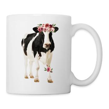Holstein Kuh mit Blüten - Tasse - Weiß - Rechts