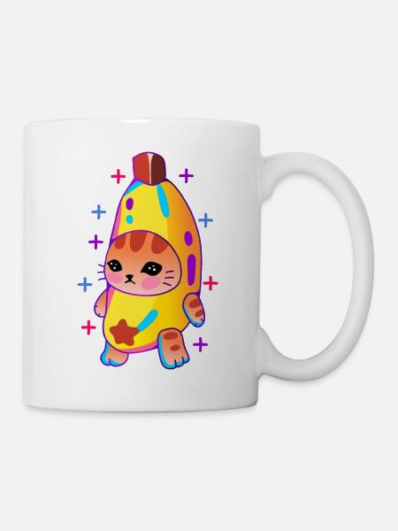 Katzen- und Bananenkostüm - Tasse - Weiß