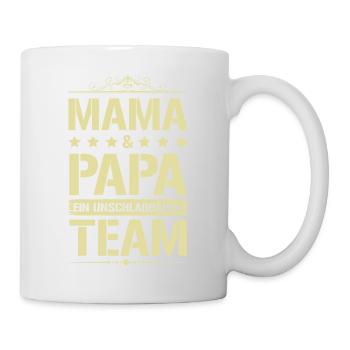 mama und papa team - Tasse - Weiß - Rechts
