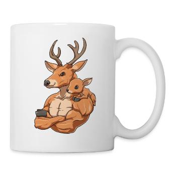 Hirsch mit Kind für einen Hirsch Liebhaber - Tasse - Weiß - Rechts