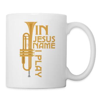 In Jesus Name I Play Trumpeter Trumpet Player - Tasse - Weiß - Rechts
