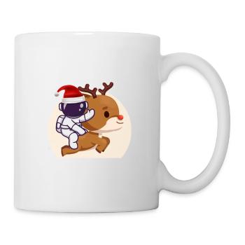 Un astronaute vole sur des rennes avec un chapeau de Noël - Mug blanc - blanc - Droite