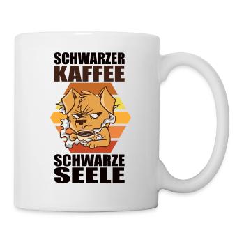 Kaffee schwarz schwarze Seele Hund Morgenmuffel - Tasse - Weiß - Rechts