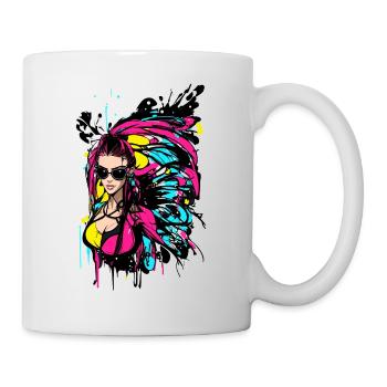 Femme colorée portant des lunettes de soleil - Mug blanc - blanc - Droite