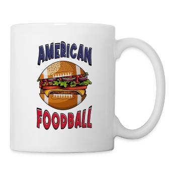 American Football Burger Hamburger Cartoon Fan - Tasse - Weiß - Rechts