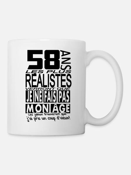 58 ans / anniversaire 58 ans / t-shirt 58 ans - Mug blanc - blanc