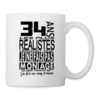 34 ans / anniversaire 34 ans / t-shirt 34 ans - Mug blanc - blanc - Droite