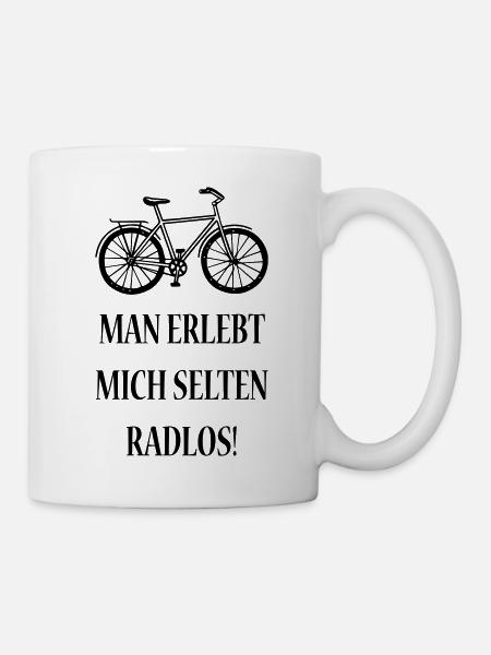 Man erlebt mich selten Radlos Radfahrer Spruch - Tasse - Weiß