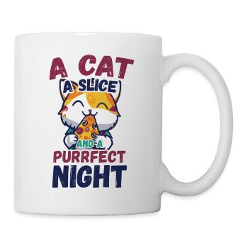 Un chat A Slice et une nuit purrfect - Mug blanc - blanc - Droite