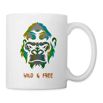 Animal Print Gorilla Wild & Free Design by vauART - Mug - white - Right