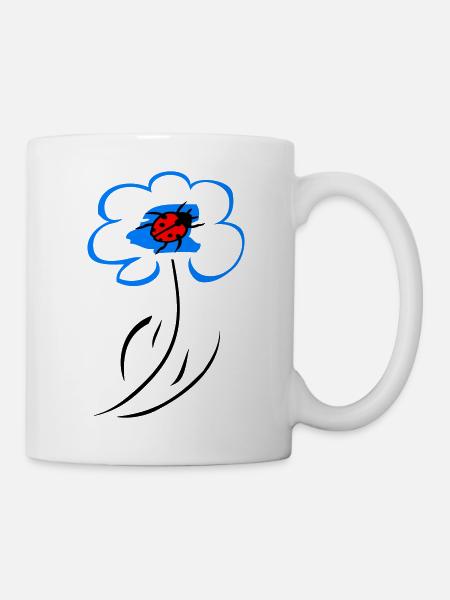Fleur avec coccinelle - Mug blanc - blanc