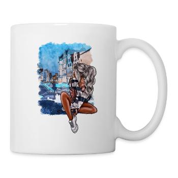Rostock Girls à la fontaine de la joie de vivre - Mug blanc - blanc - Droite