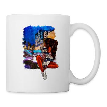 Rostocker Mädchen am Brunnen - Tasse - Weiß - Rechts