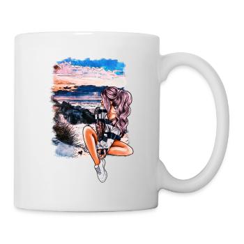 Girl on the Beach Summer Illustration - Mug - white - Right