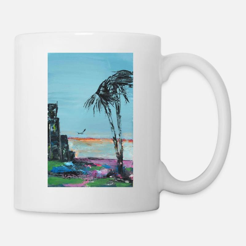 Coucher de soleil abstrait « Miami Beach » - Mug blanc - blanc