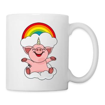 Schweinhorn mit Regenbogen - Tasse - Weiß - Rechts