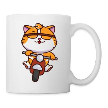 Chat avec moto - Mug blanc - blanc - Droite