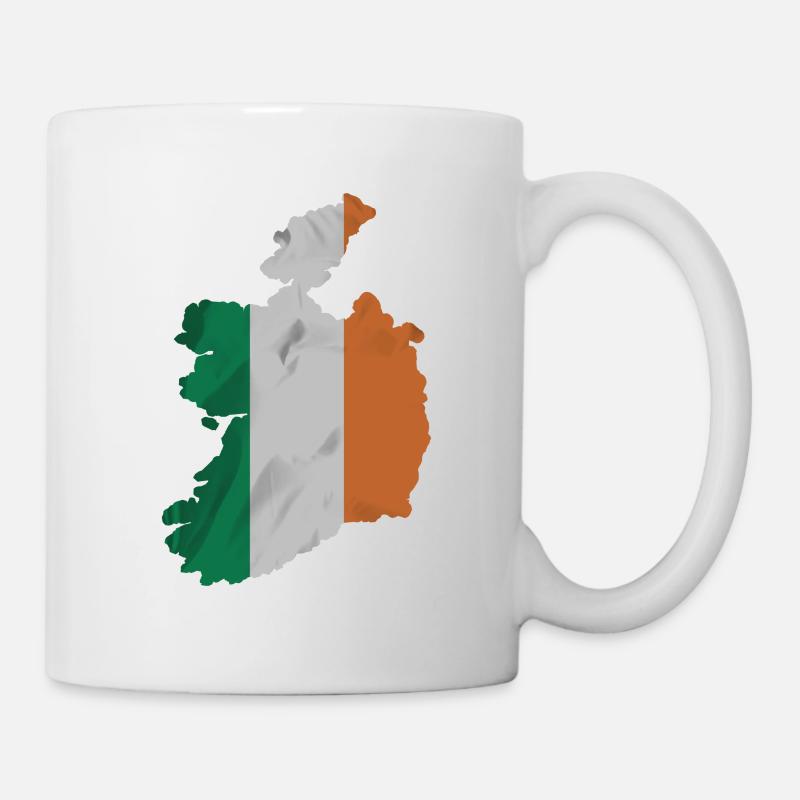 Drapeau de l’Irlande en forme de pays - Mug blanc - blanc